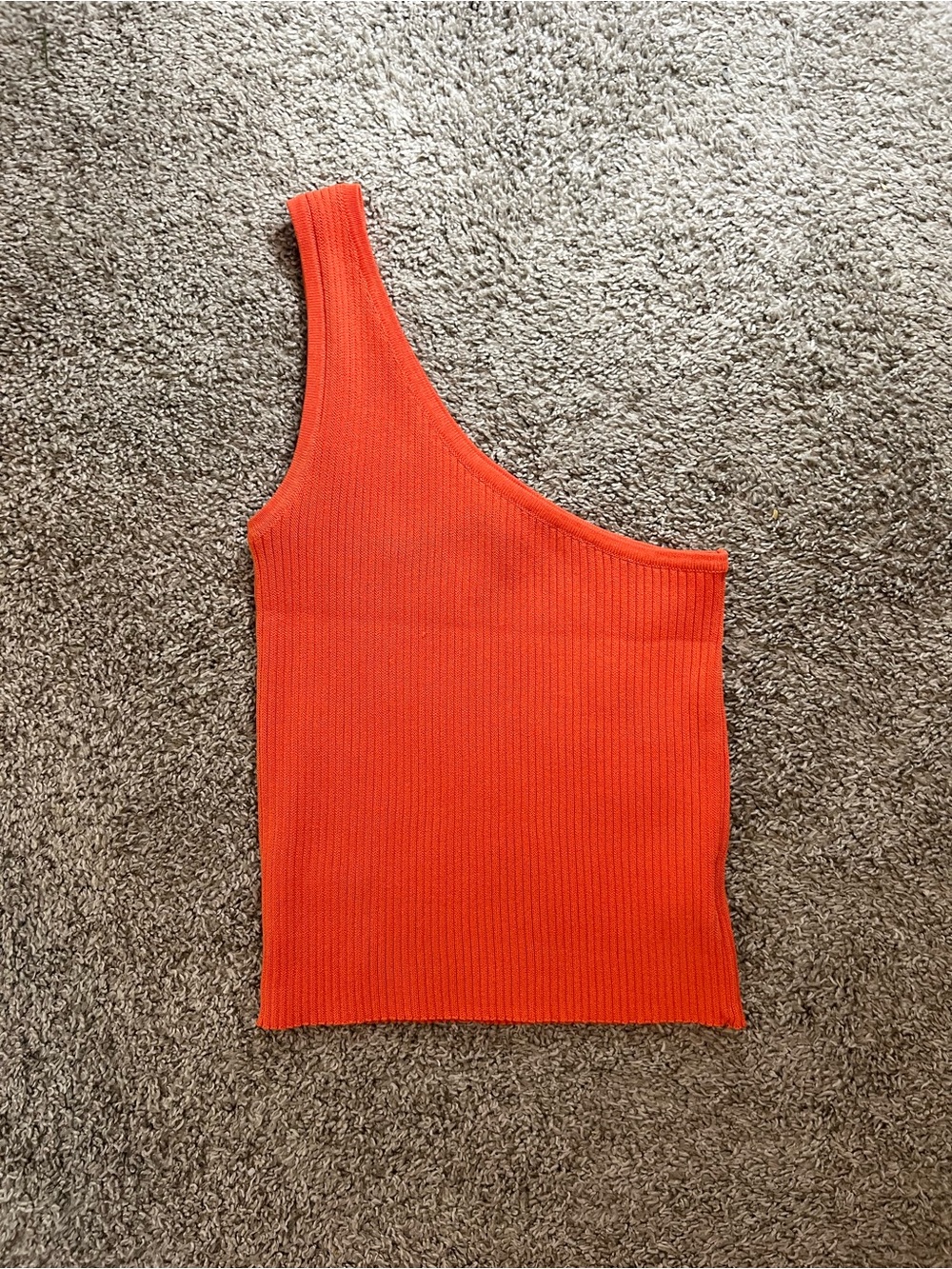 Princess Polly One-Shoulder Ribbed Tank - Orange - Picture 3 of 4